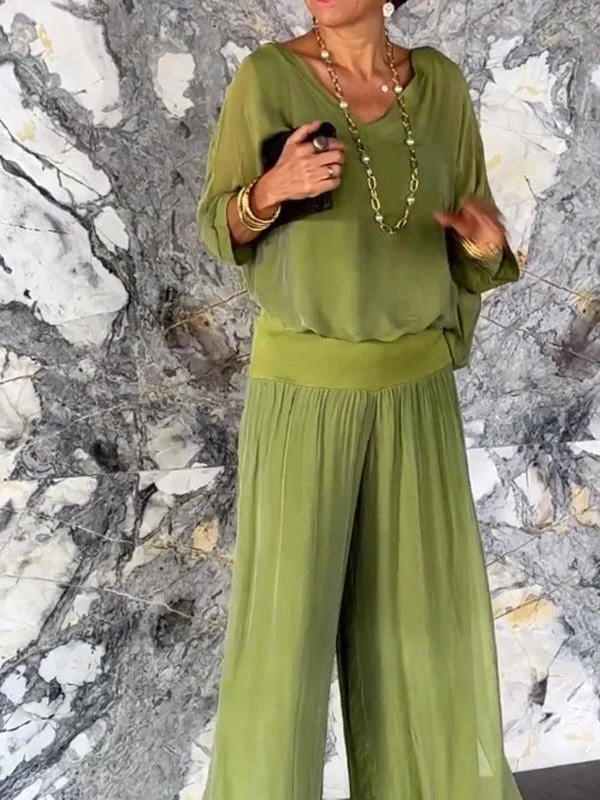 Elegant two-piece wide-leg chiffon pants - product image 1