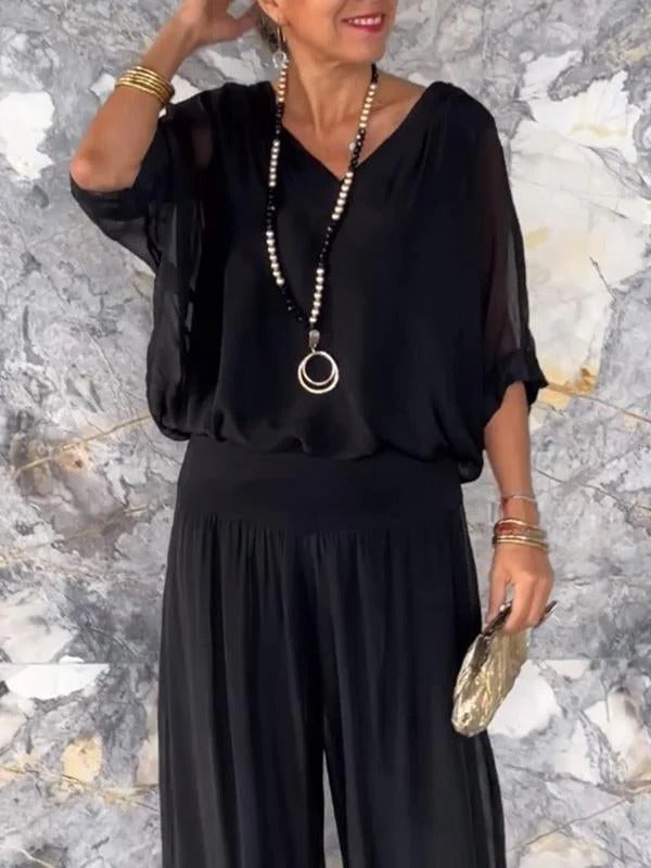 Elegant two-piece wide-leg chiffon pants - product image 3