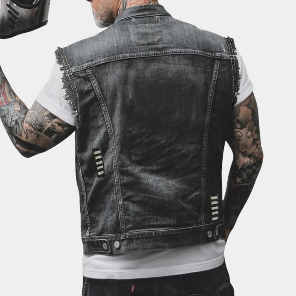 Retro Denim Vest For Men - product detail 2