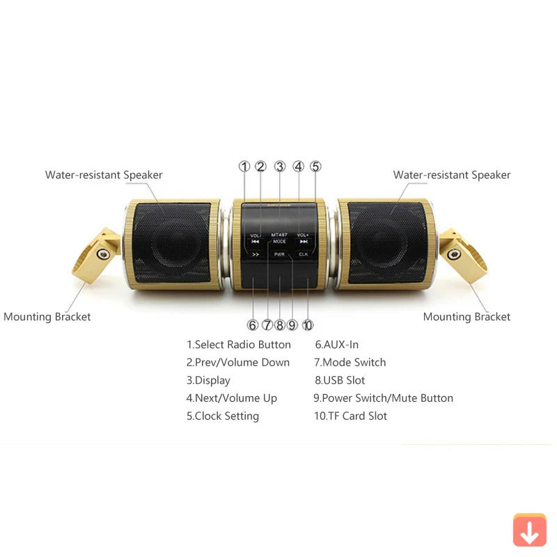 Motorcycle Bluetooth Speaker with FM Radio - product detail 3