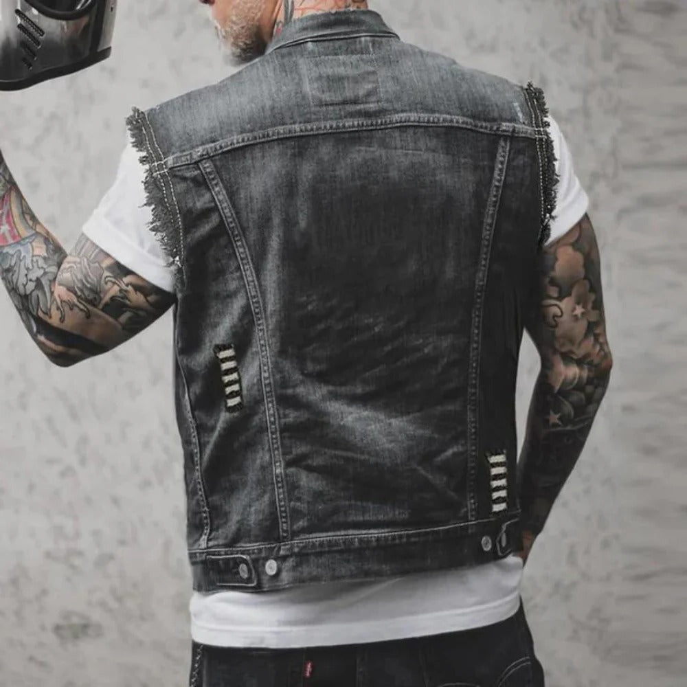 Retro Denim Vest For Men - product detail 4