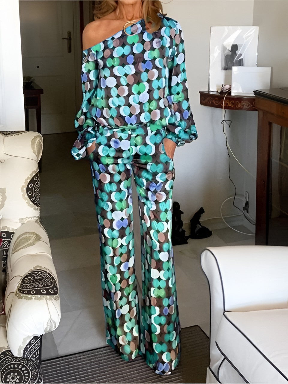 Geometric Pattern Two Piece Clothing Set - product image 3
