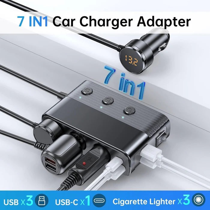 7-in-1 Car Cigarette Lighter Adapter - product detail 2
