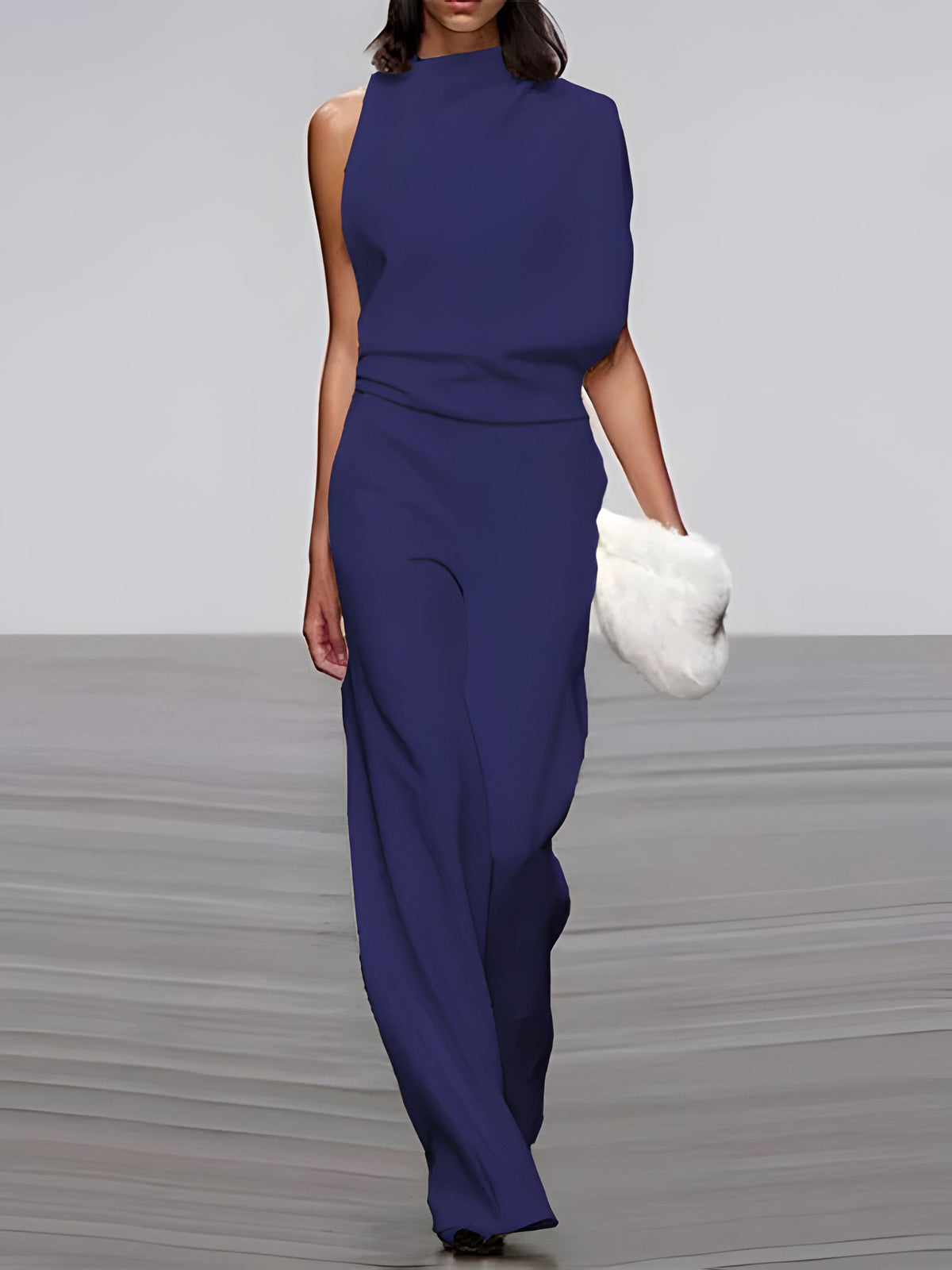 Women's round-neck, sleeveless jumpsuit with flared legs - product image 10