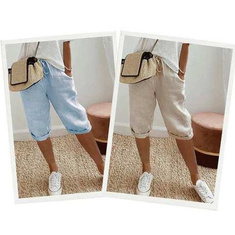 Trendy fashionable linen-look knee breeches for women - product image 6