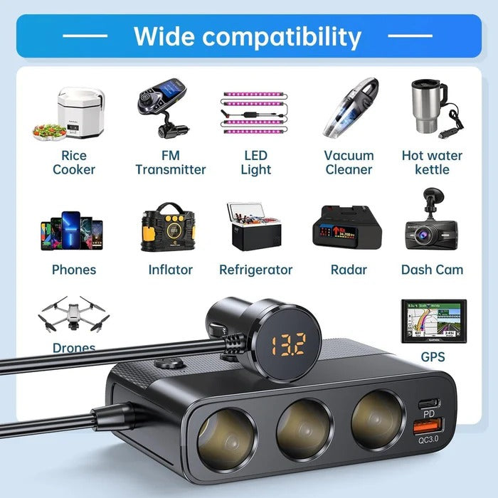 7-in-1 Car Cigarette Lighter Adapter - product detail 3