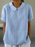 Solid Color Cotton and Linen Top - product image 1
