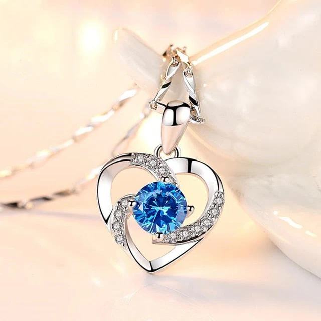 Crystal Heart Necklace - 925 Sterling Silver Pendant CZ Crystal - product image 3