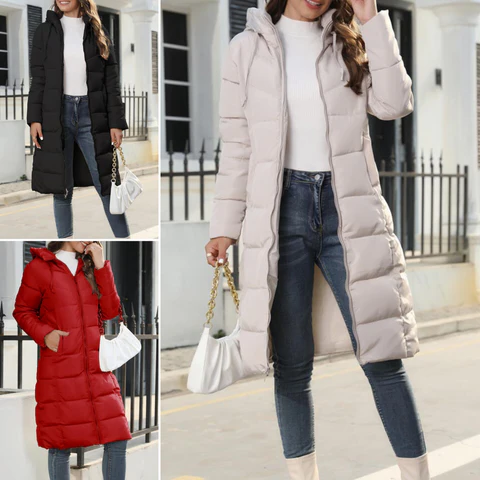 Hooded, long, down jacket, ladies' jacket - product image 4