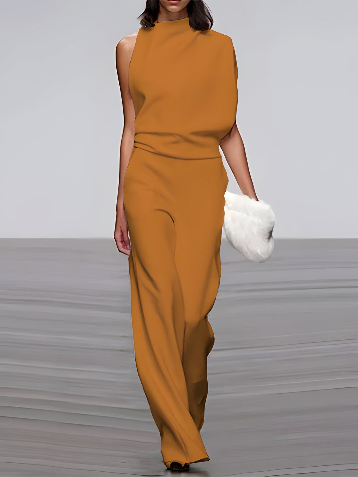 Women's round-neck, sleeveless jumpsuit with flared legs - product image 9