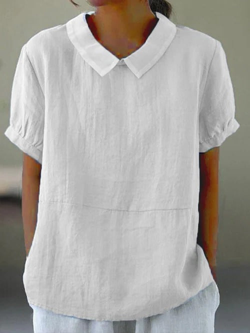Solid Color Cotton and Linen Top - product image 2