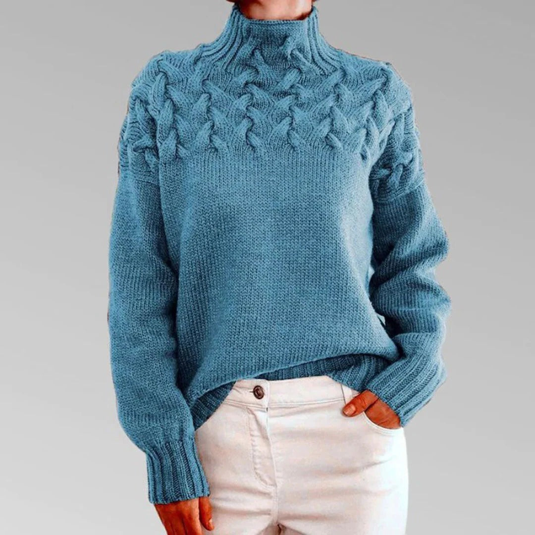 Women's Knitted Turtleneck Sweater - product detail 2