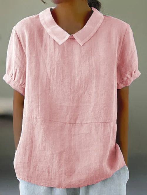 Solid Color Cotton and Linen Top - product image 3