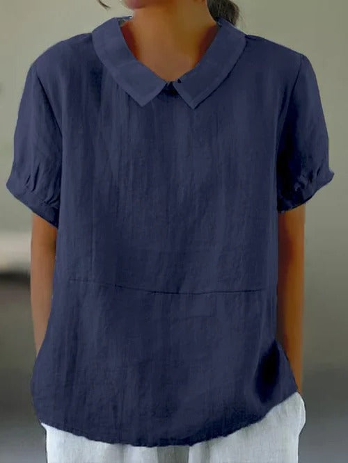 Solid Color Cotton and Linen Top - product image 4