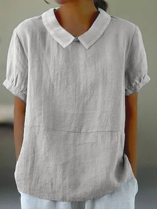 Solid Color Cotton and Linen Top - product image 5