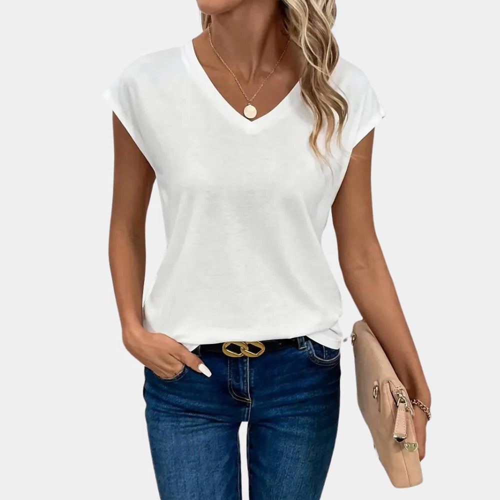 Casual Women's V-neck T-shirt - product detail 4