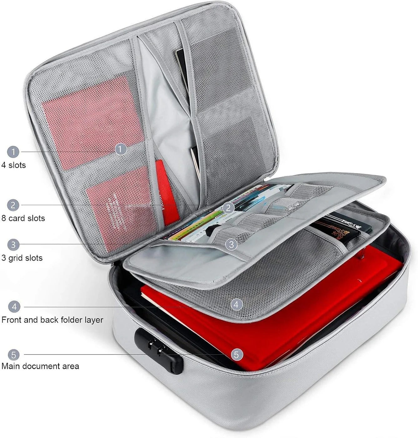 Document Organizer - Multi-Layer Safety Bag with Zipper - product detail 8