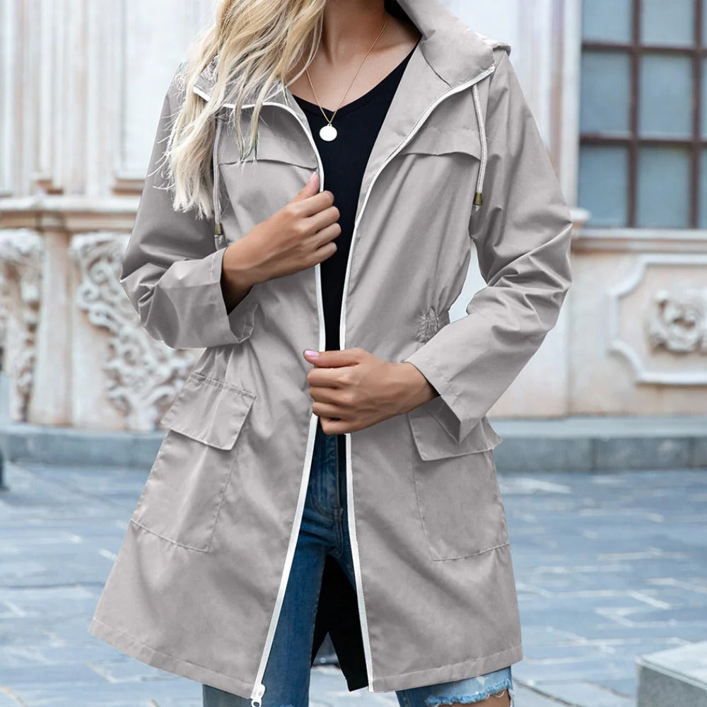 Stylish Zipper Trench Coat For Women - product detail 3