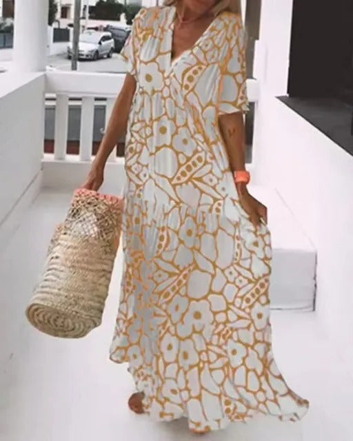 Long Dress With Short Sleeves and Print - product image 1