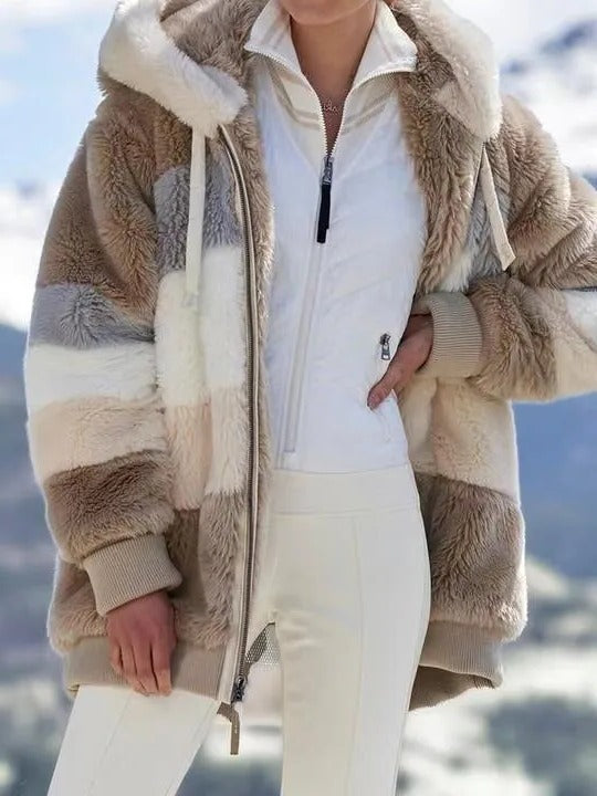 Contrasting Lamb Wool Padded Coat - product image 1