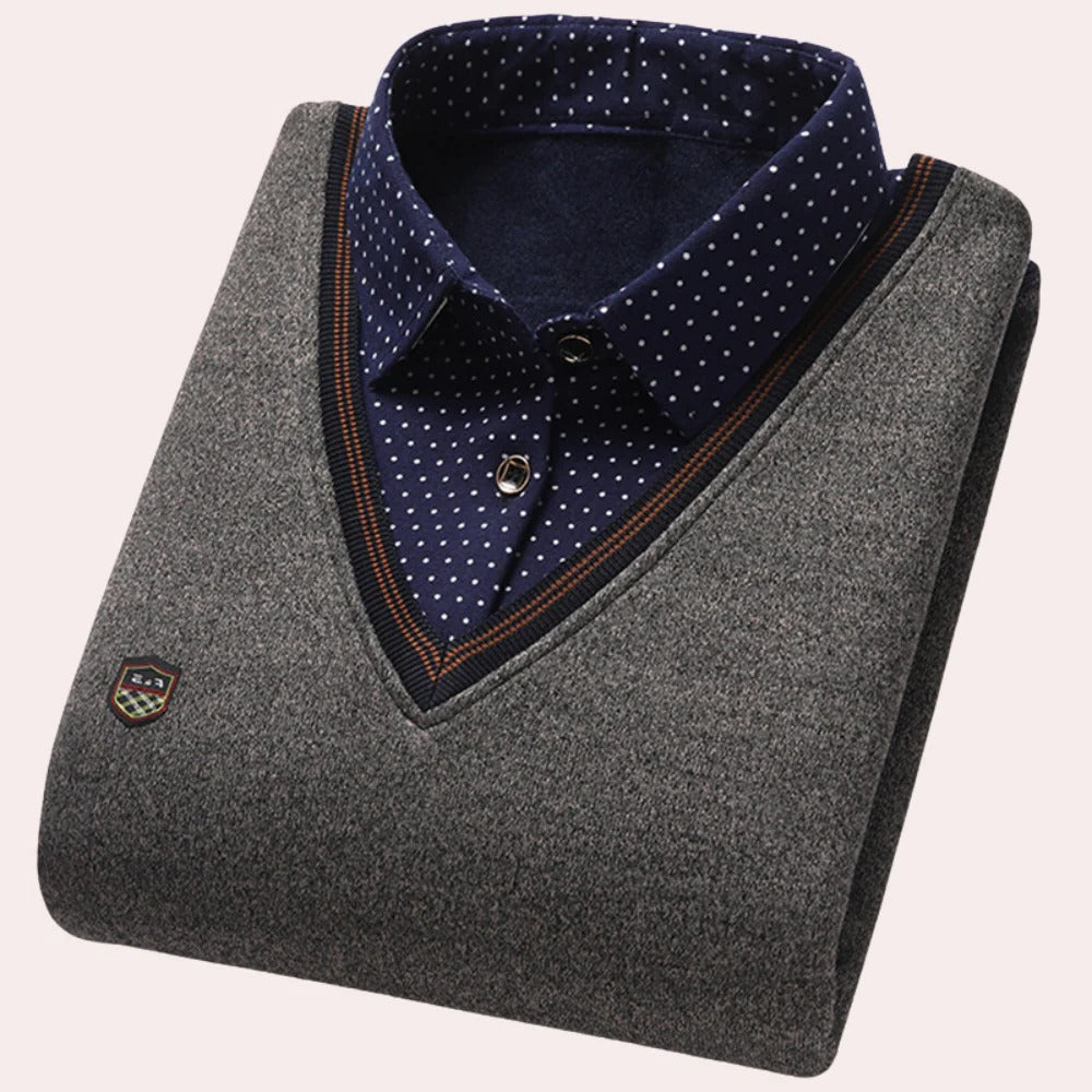 Men's Shirt Collar Sweater - product detail 3