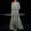 Youthful Green Long Dress with Half Sleeves - product image 1