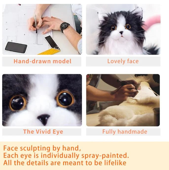 Lifelike Black and White Plush Cat - product detail 7
