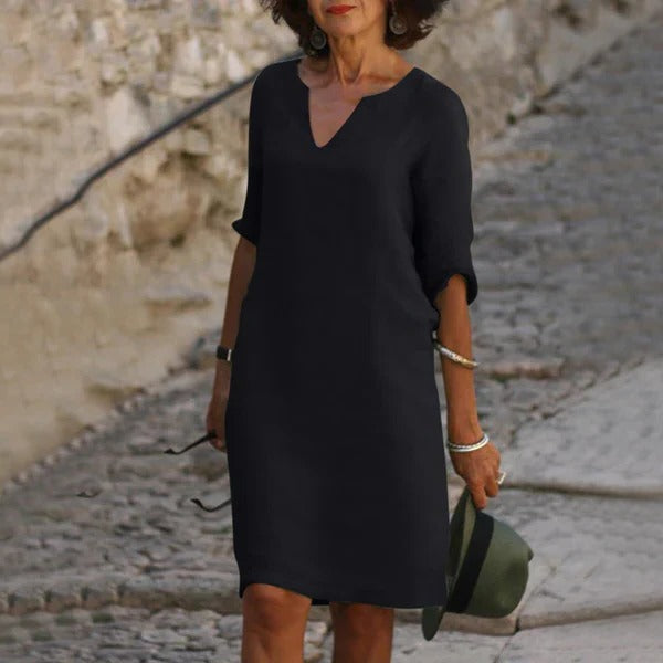 V-Neck Three-Quarter Sleeve Dress - product image 1