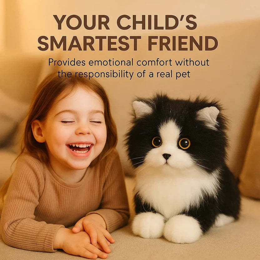 Lifelike Black and White Plush Cat - product detail 3