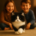 NOMOVA Lifelike Black and White Plush Cat