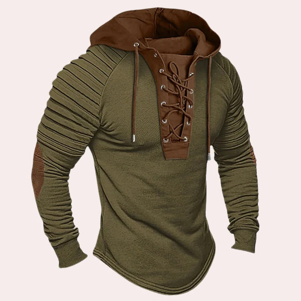 NOMOVA Modern men's sweatshirt with lace-up closure and hood