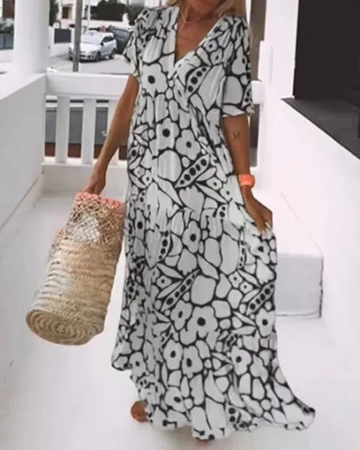 Long Dress With Short Sleeves and Print - product image 2
