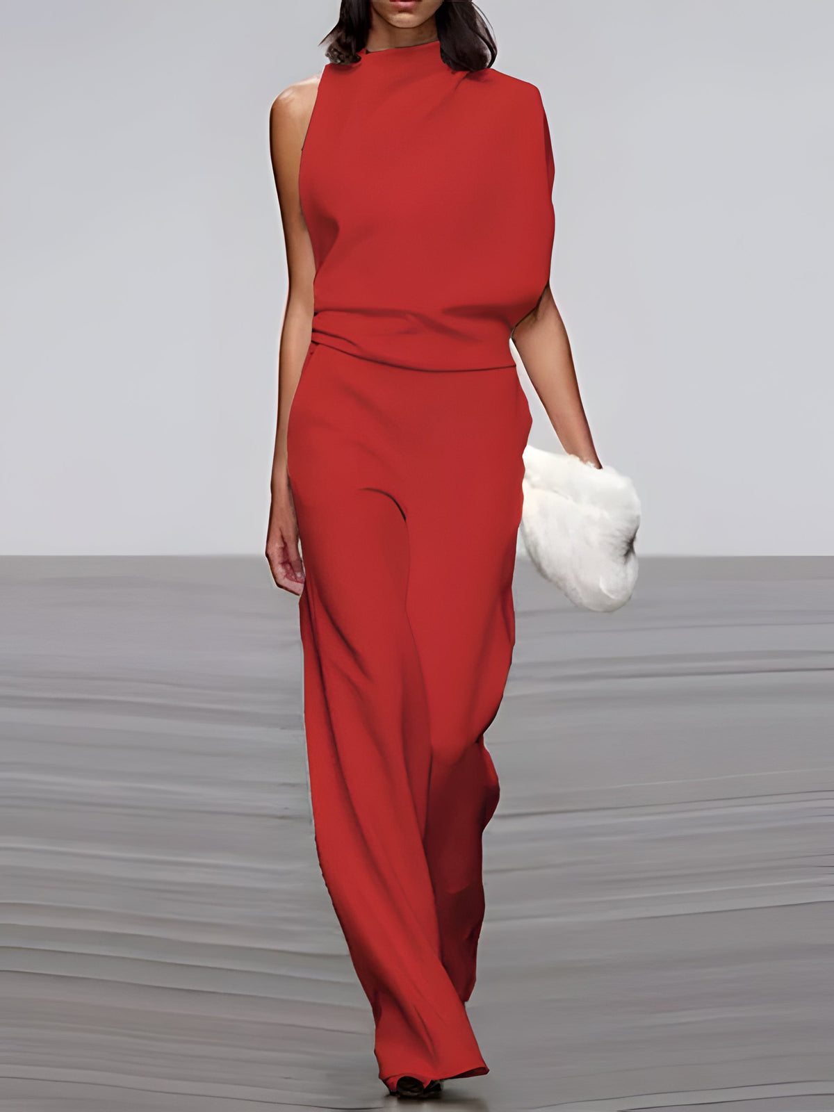 Women's round-neck, sleeveless jumpsuit with flared legs - product image 7