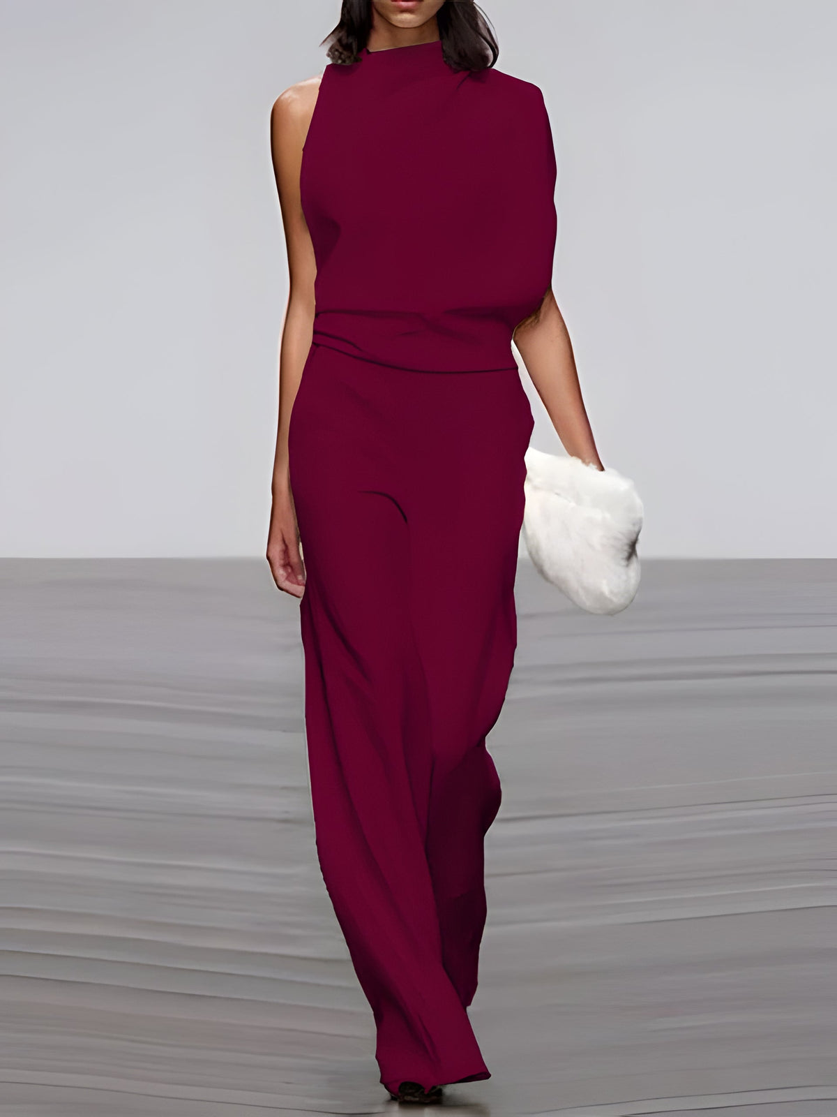 Women's round-neck, sleeveless jumpsuit with flared legs - product image 13