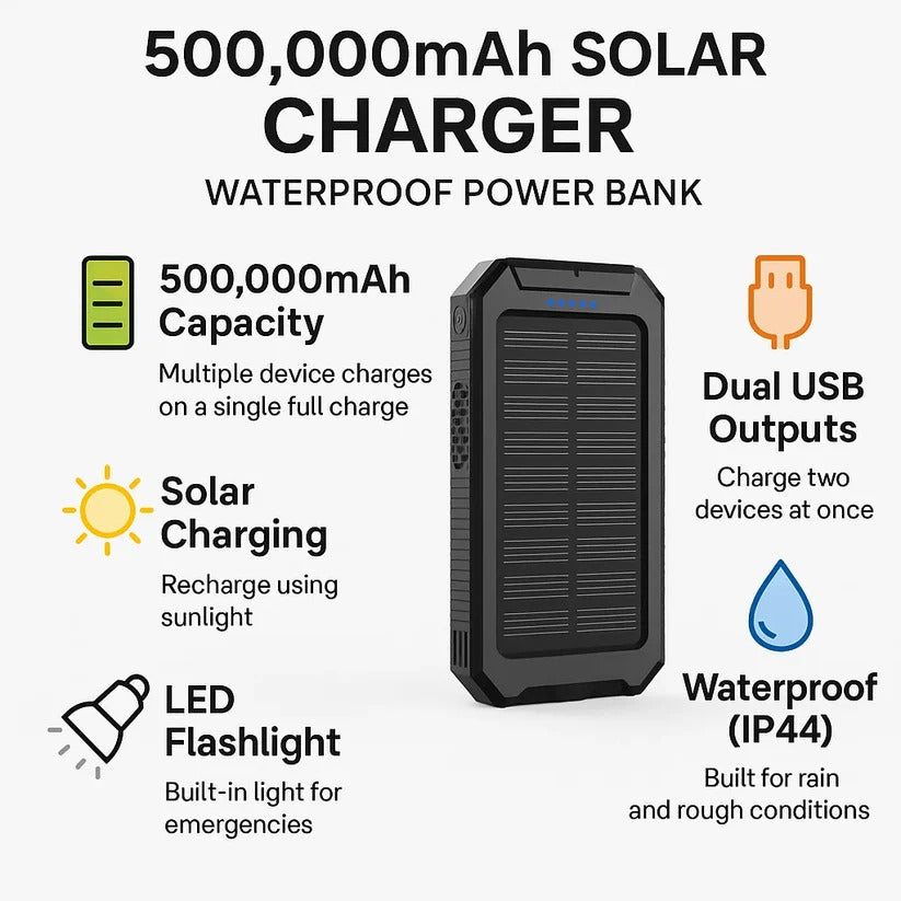 500000mAh Solar Charger Waterproof Power Bank External - product detail 6