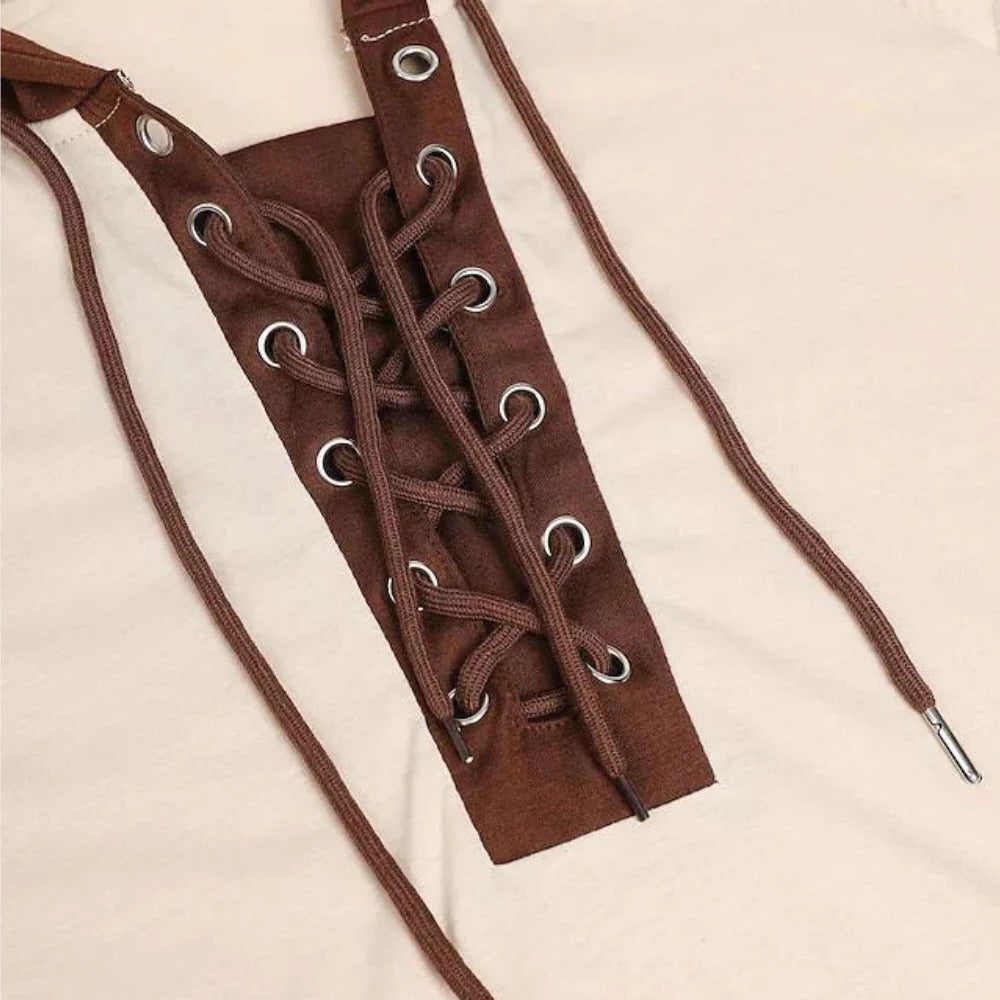 Modern men's sweatshirt with lace-up closure and hood - product detail 5