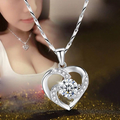 Crystal Heart Necklace - 925 Sterling Silver Pendant CZ Crystal - product image 1