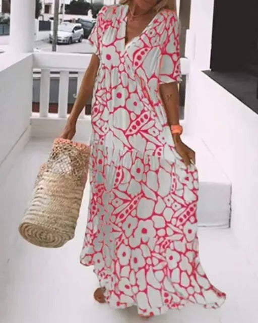 Long Dress With Short Sleeves and Print - product image 3