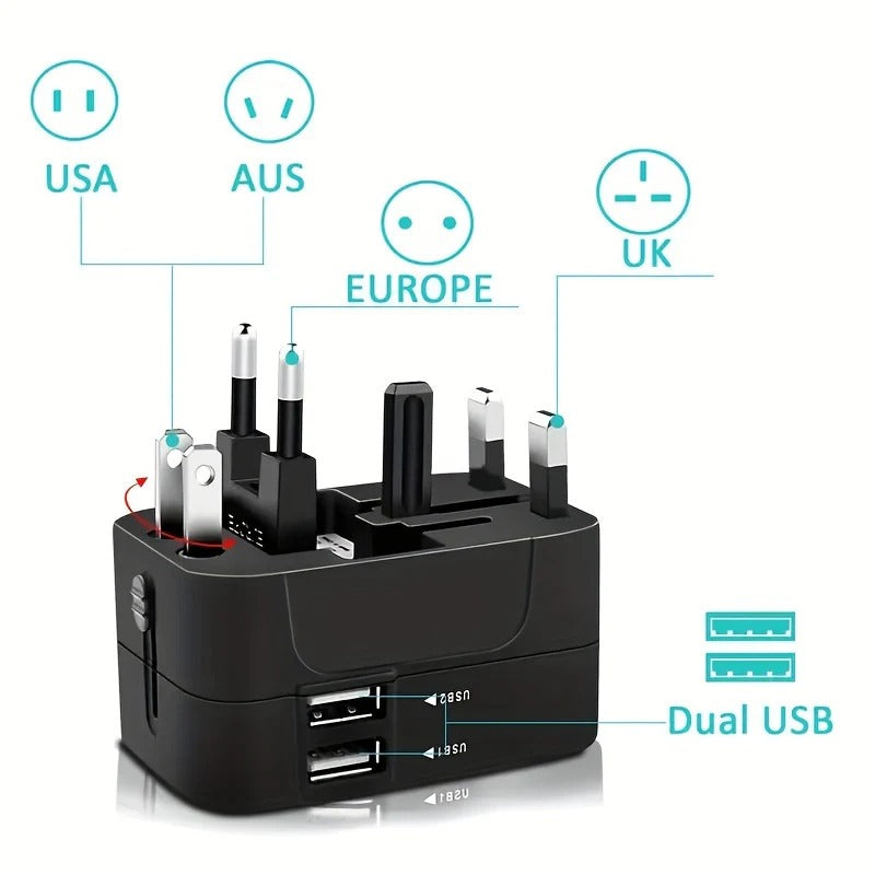 Worldwide Travel Adapter with Dual USB Charging Ports - product detail 3