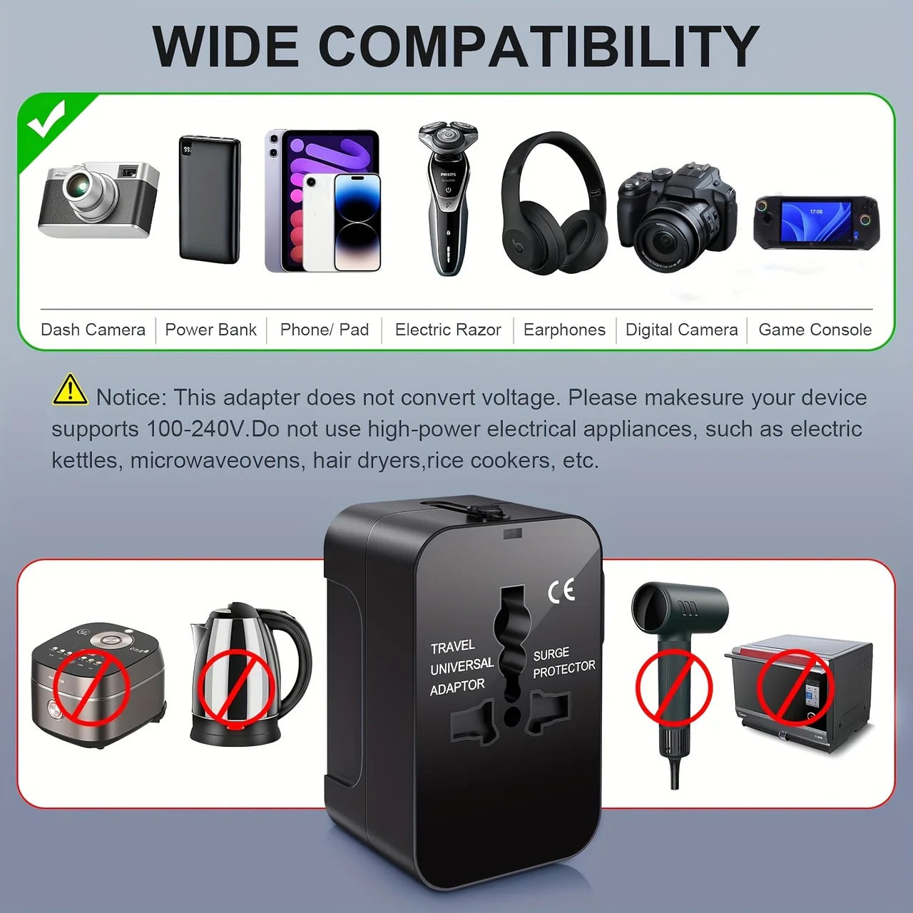 Worldwide Travel Adapter with Dual USB Charging Ports - product detail 10