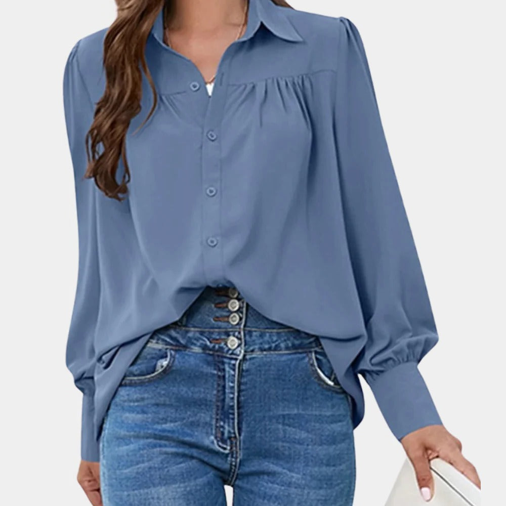Pleated Long Sleeve Women's Blouse - product detail 2