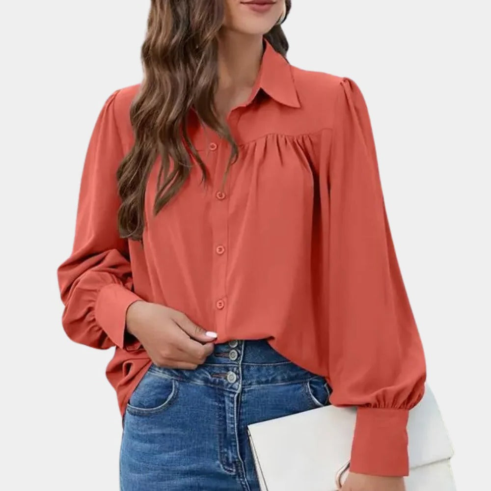 Pleated Long Sleeve Women's Blouse - product detail 3