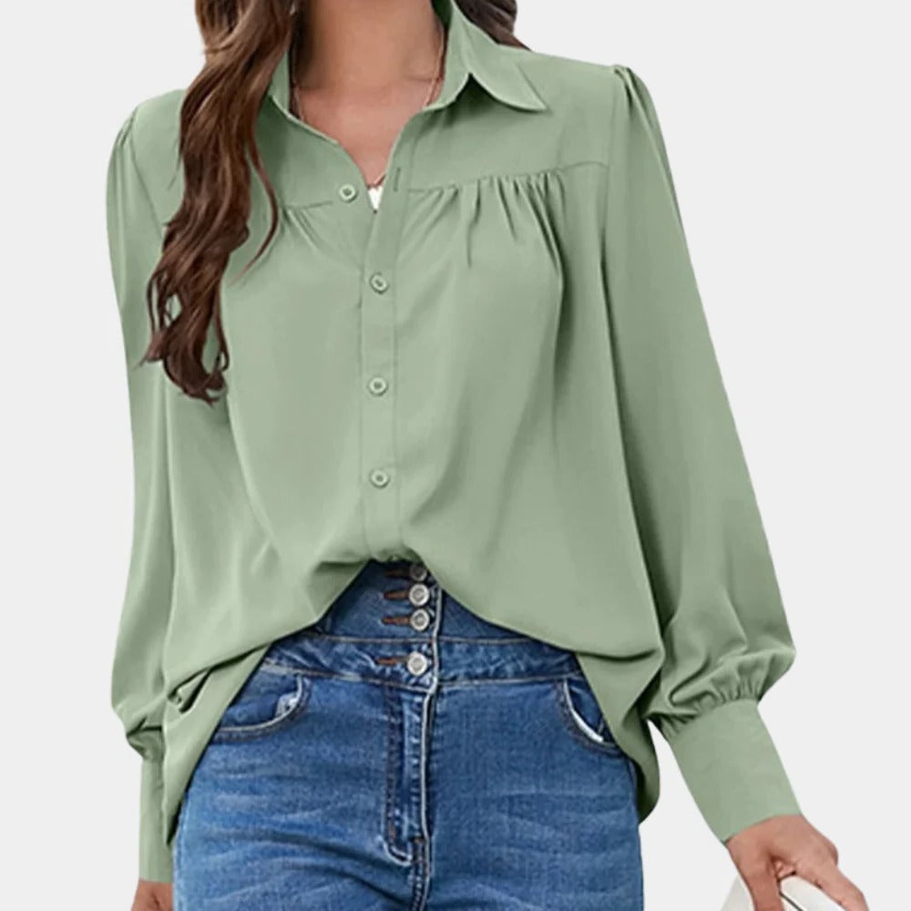 Pleated Long Sleeve Women's Blouse - product detail 4