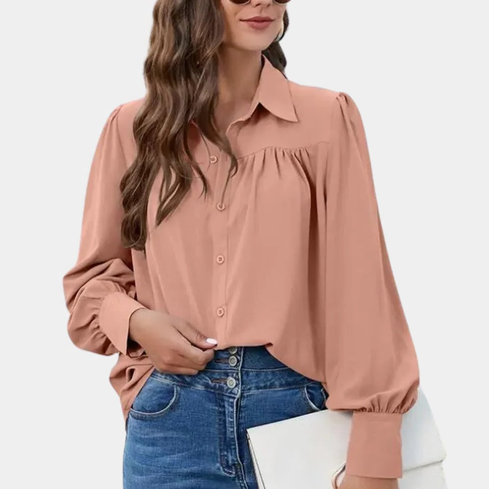 Pleated Long Sleeve Women's Blouse - product detail 5