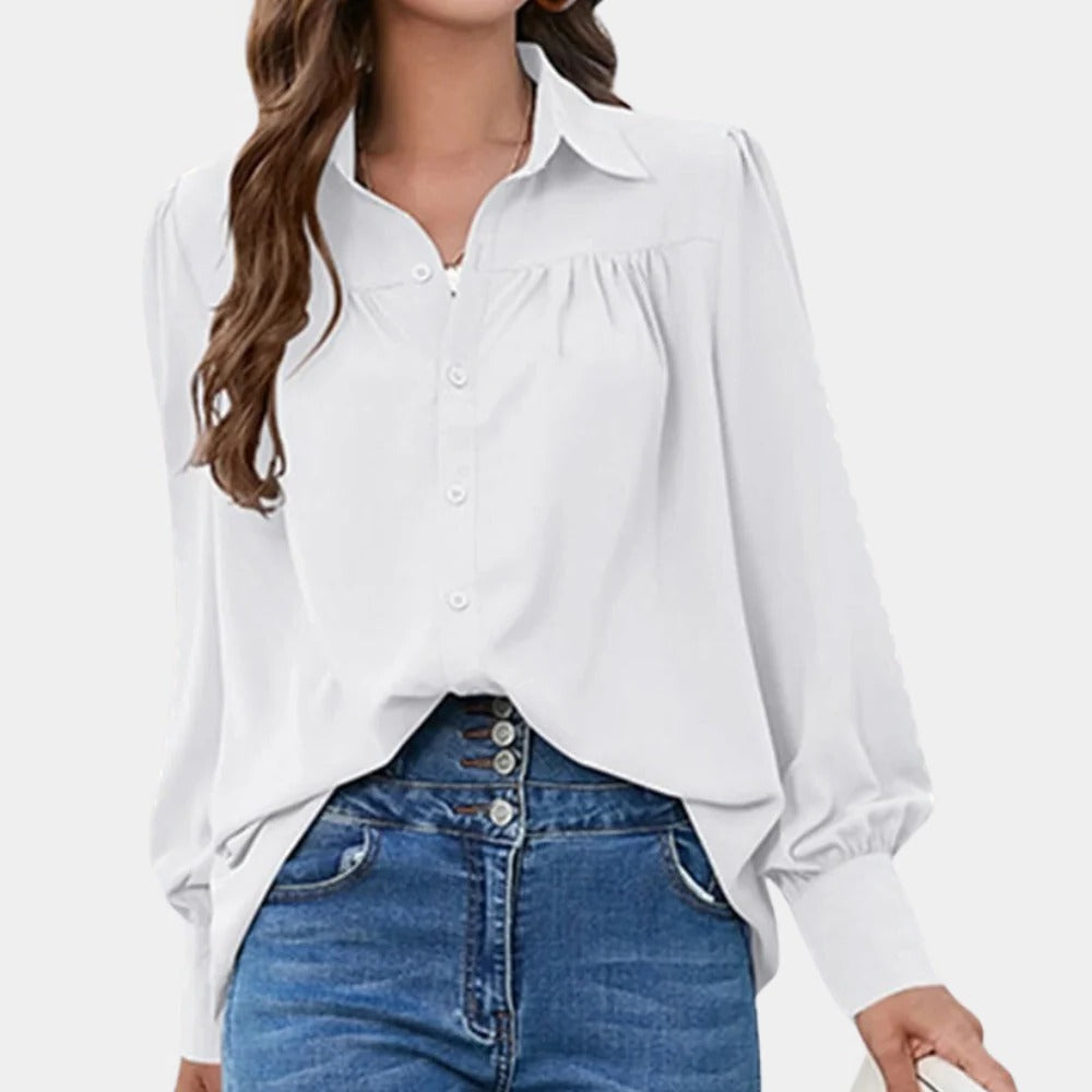 Pleated Long Sleeve Women's Blouse - product detail 6