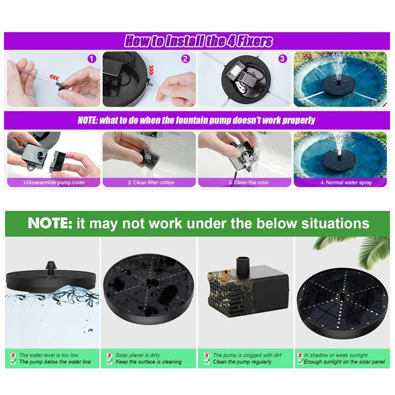 Solar Fountain with 60 LED Lights - product detail 7