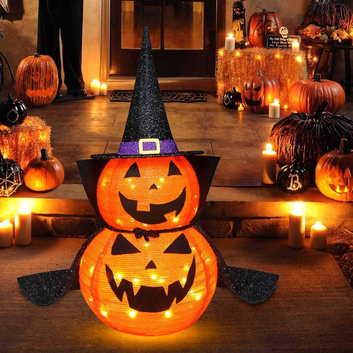 NOMOVA 2 Pcs 3ft Halloween Collapsible Lighted In/Outdoor Pumpkin Garden Decoration
