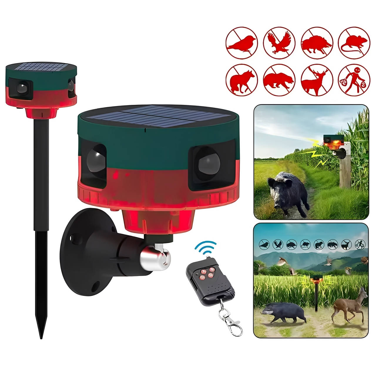 NOMOVA 360 Degree Solar Repeller For Pigeon Bird Wild Boar Rabbit Deer