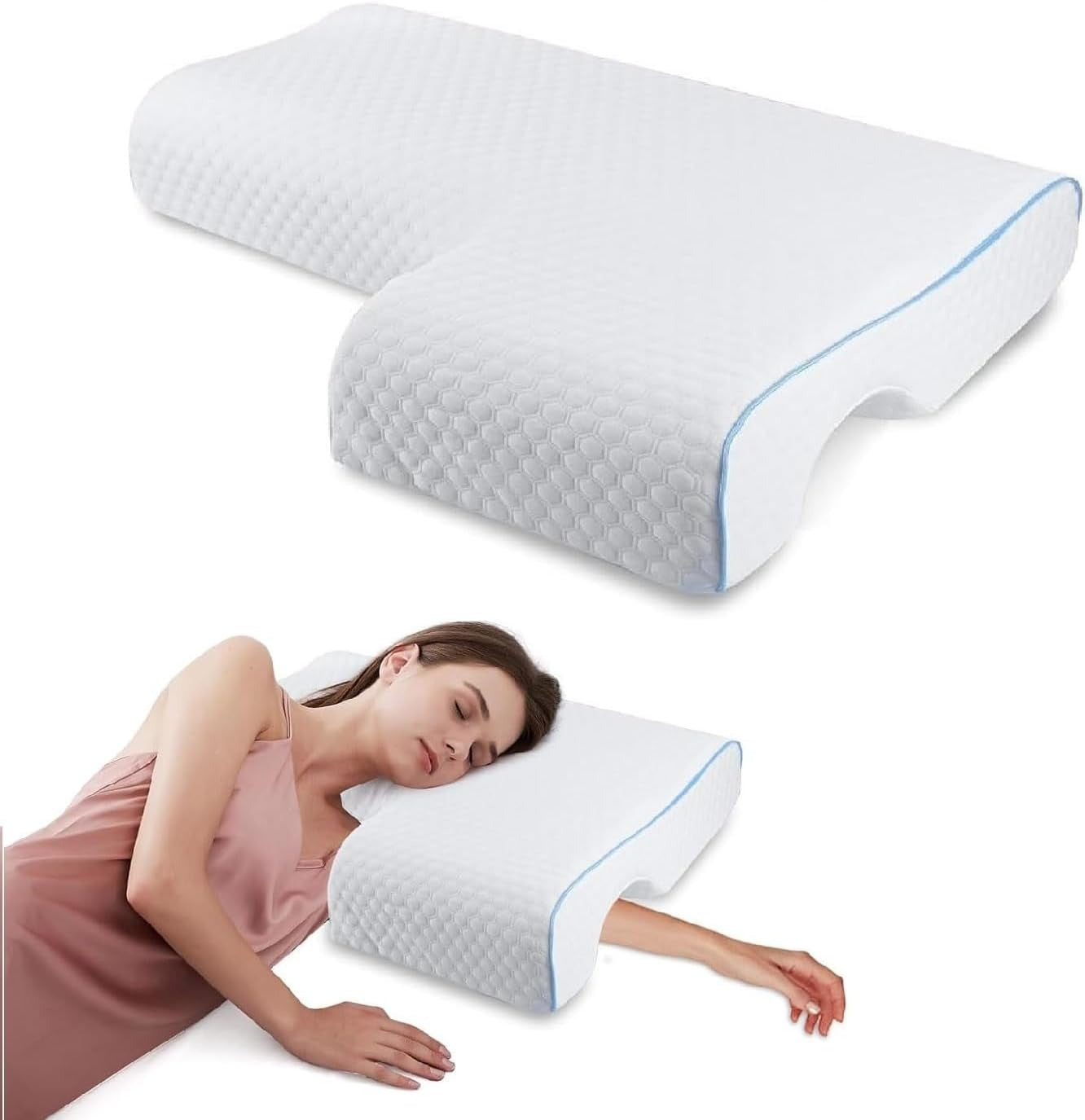 Orthopedic Couple Pillow With Arm-Tunnel For Cuddling - product detail 10