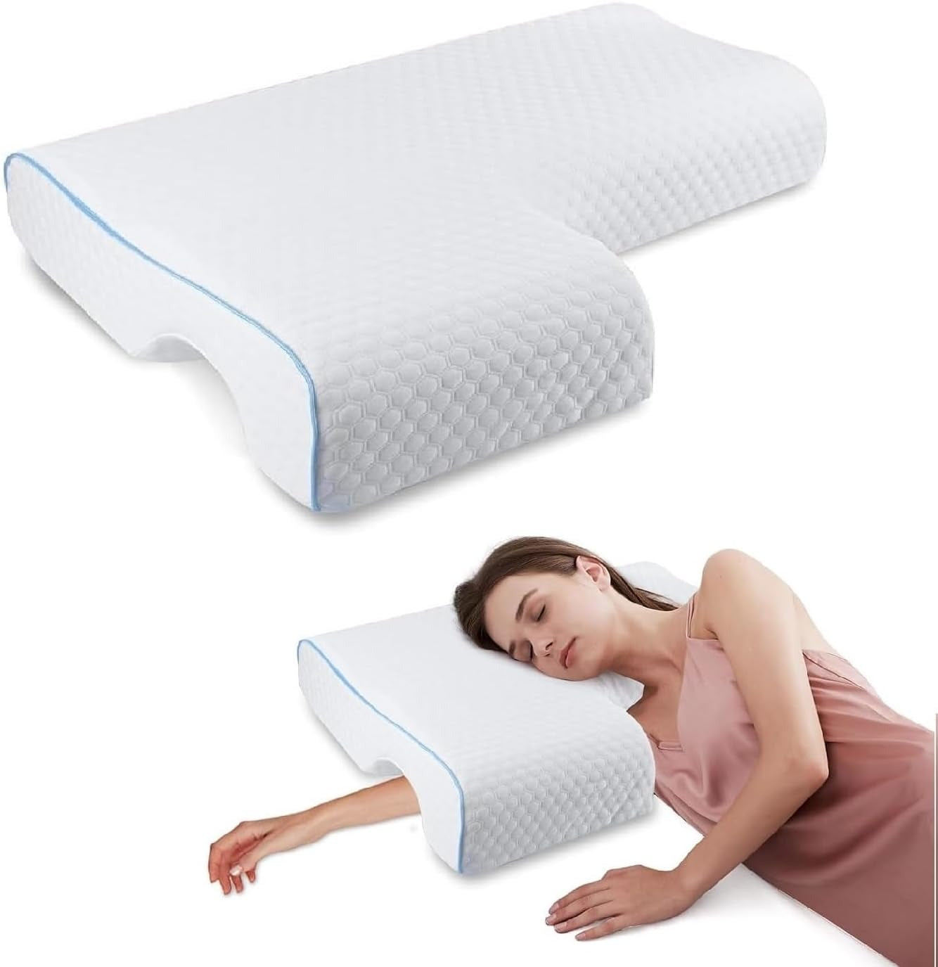Orthopedic Couple Pillow With Arm-Tunnel For Cuddling - product detail 11